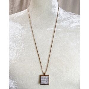 Henri Bendel Square Pavè rhinestone reversible pendant necklace